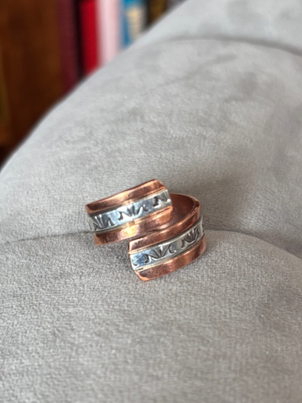 Two-Tone Copper and Silver Adjustable Women’s Ring